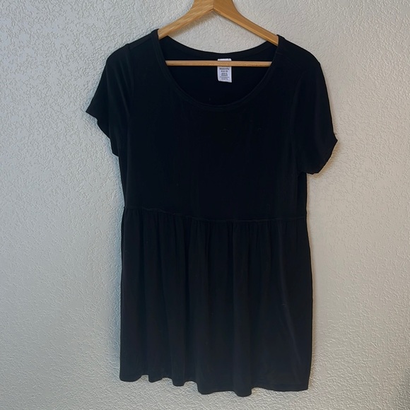 Time and Tru Maternity Shirt Baby doll peplum Top Black size Medium - Picture 2 of 12